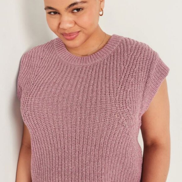 Old Navy | Lightweight Shaker Stitch Pink Short Sleeve Sweater | Size Medium - Picture 1 of 11